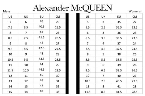 alexander mcqueen shoe size chart